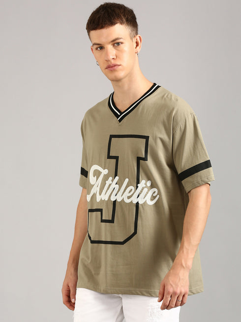 Olive Printed Oversized T-Shirt